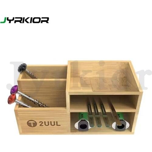2UUL Bamboo Tool Storage Rack Multi-function Storage Box Desktop Organizer Tweezers Screwdriver Plant Tin Mesh Tool Rack