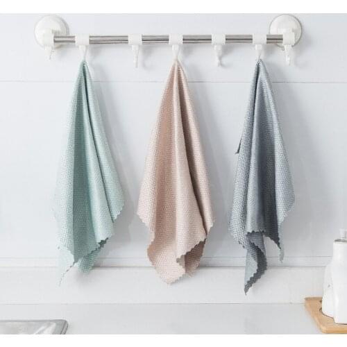 3PCS 40cmX30cm Grid Pattern Microfiber Wash Cloth Cleaning Slipper Dish Rag