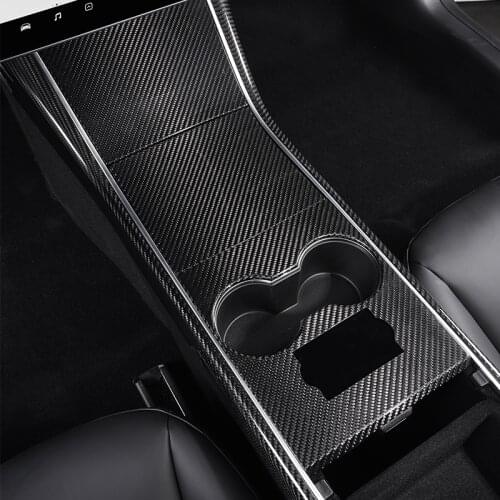 3PCS New Carbon Fiber Car Center Console Panel Protective Patch Cover Sticker For Tesla Model 3 2017-2020 Styling Accessories