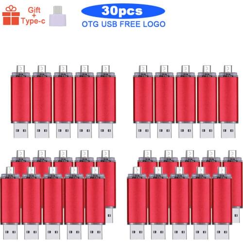 30pcs/lot New Type C USB free logo Flash Drive OTG Pen Drive 128GB 64GB 32GB 8GB Pendrive 2 in 1 Type-C & Usb Flash Drive