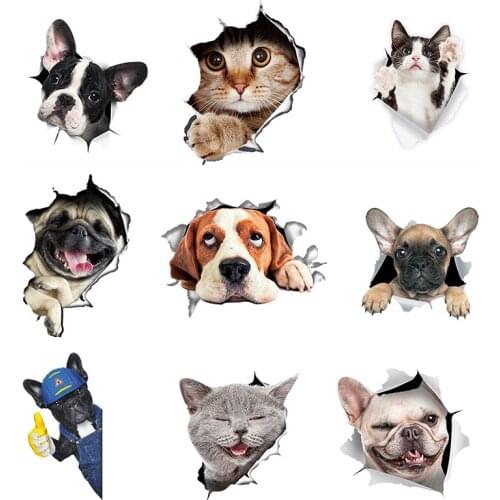 4Pcs Auto Stickers 3D Stereo Anime Creative Personality Cat Kitten Dog Simulation Stickers Car Motocycle Styling Accessories