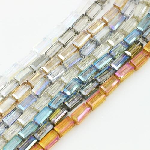 48pcs Long Square Shape Glass Loose Beads 6*12mm Austrian Crystal Beads DIY For Women Necklace & Bracelet Making Wholesale
