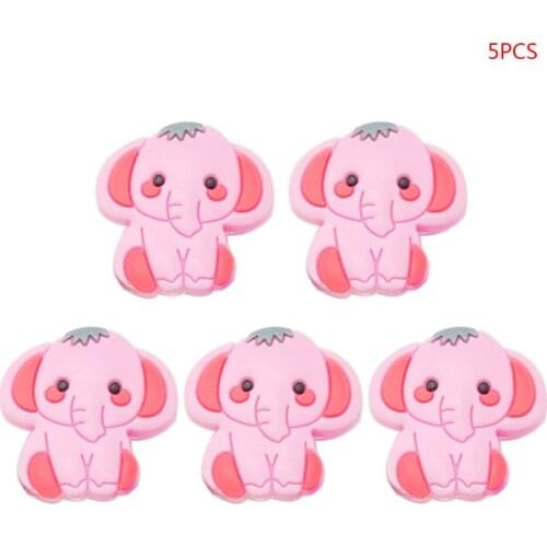 5 Pcs/Pack Baby Cute Cartoon Elephant Teether Silicone Beads Molar Soother Toys XXFE