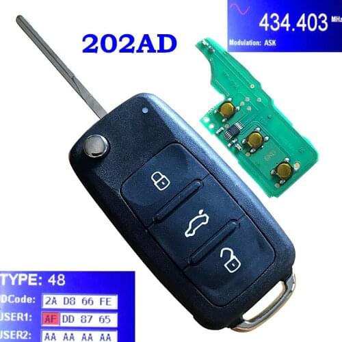 5K0 837 202 AD Flip Remote Car Key 3 Button for VOLKSWAGEN 5K0837202AD For Beetle Caddy Eos Golf Polo Scirocco Tiguan Touran UP