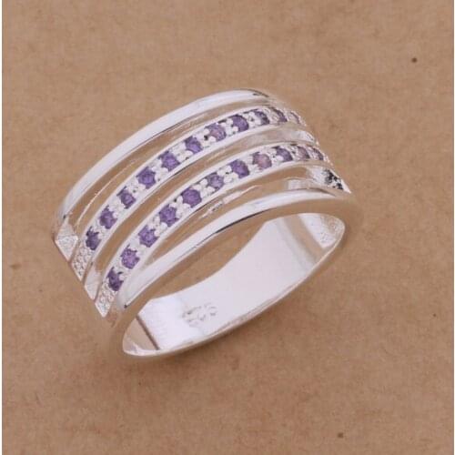 AR326 silver color sterling silver ring, silver color fashion jewelry, Hypotenuse purple stone /apnajgua aokajfra