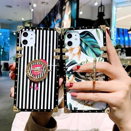 Case For iPhone 11 Pro Max Xs Max Xr X Xs 7 8 Plus 6 6S Plus Stripe Square Phone Cover Colorful Arrow Pattern Stand Coque