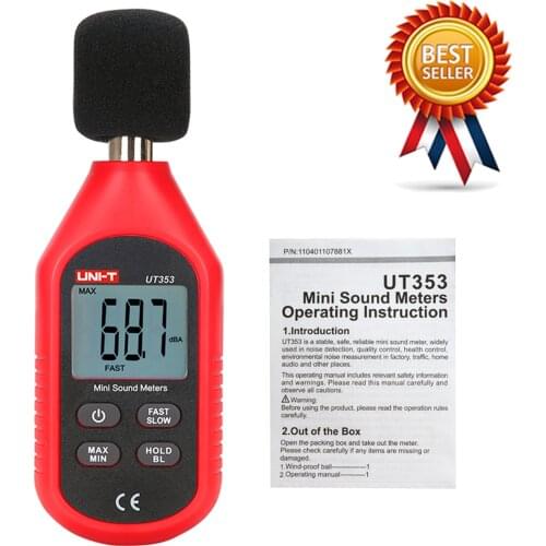 UNI-T UT353 Mini Digital Sound level meter Decibel meter Noise Audio detector Diagnostic-tool 30~130db Data hold LCD Backlight