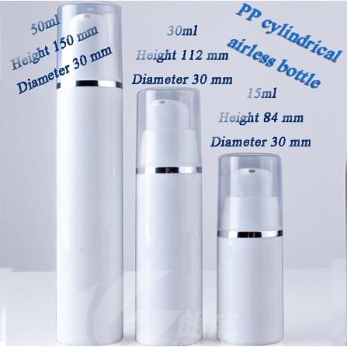Capacity 50ml 200pcs/lot white pump bottle,airless bottles for cosmetic packing