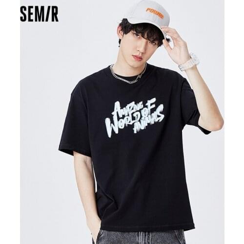 SEMIR Short Sleeve T-Shirts Men 2021 Summer New Loose Korean Version Trend Half-Sleeved Man White T Shirt MenS Tops