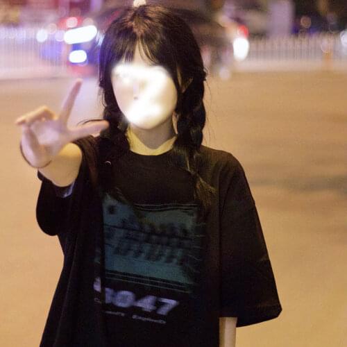 2021 cotton shirt short-sleeved oversize T-shirt loose letters tshirt printed crop top clothes vintage women Korean y2k Harajuku