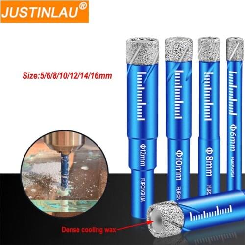 JUSTINLAU Brazed Dry Drill Multifunction Marble Vitrified Brick Granite Glass Eye Dryer Open Hole Size 5/6/8/10/12/14/16mm