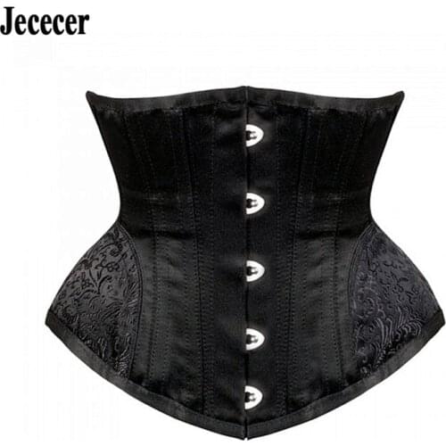 Underbust Steampunk Corset Waist Control Gothic Corsets Cincher with Curved Hem Bustiers Embroidery Short Waist Trainer