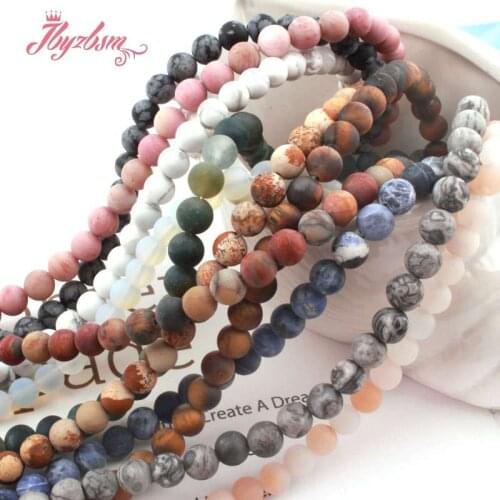 6mm Natural Hematite Sodalite Amazonite Frost Round Stone Beads For DIY Jewelry Making Christmas Necklace Bracelet Strand 15"