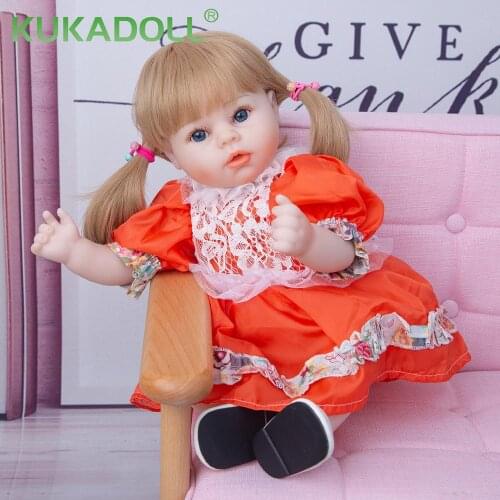 KUKADOLL 18 Inch 48 CM Lovely Reborn Baby Dolls Wig Hair Cloth Body Reborn Baby Girl Dolls For Kids Birthday Xmas Present Toy