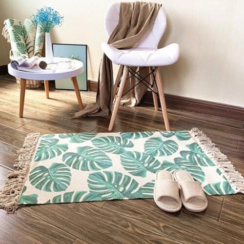 Linen Carpet Living Room Floor Mat with Tassel Entrance Doormat Washable Balcony Kitchen Area Rug Bathroom Carpets Wall Tapestry