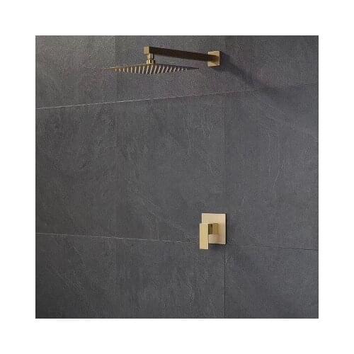 Brushed Nickel Concealed Install shower Wall Mounted Shower Faucet Sets 10inch Brass Rain Shower Head