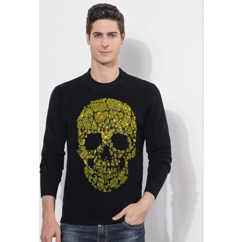Men Diamond stone Skull Sweaters Autumn Winter Fashion Casual Slim Fit Cotton Knitted Mens Sweaters Pullovers Men Brand Clothing