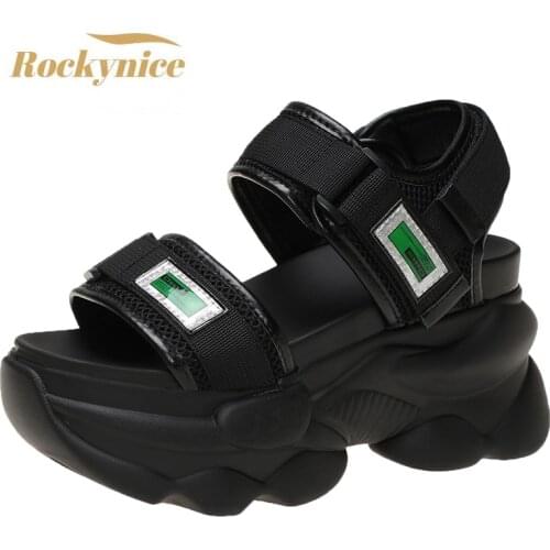 High Platform Sandals Women Wedge High Heels Mesh Shoes Woman 2021 Summer Buckle Chunky Sandalias Beach Slippers Zapatos Mujer