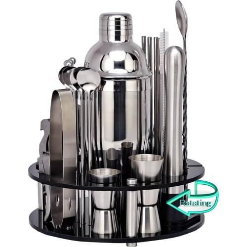 Bartender Kit Stainless Steel, Cocktail Shaker Set With Rotating Acrylic Stand,For Mixed Drinks Martini Bar Tools Perfect Gift