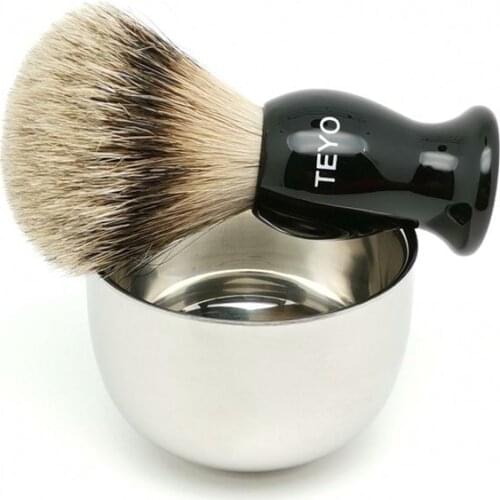 TEYO Silvertip Badger Hair Shaving Brush and Shaving Bowl Set Perfect for Wet Shave Beard Brush