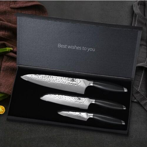 3 PCS Kitchen Knife Set 67 Layers V10 Damascus Kitchen Chef Knife Set Cleaver Fruit Santoku Knives Family Gift Cooking Tools