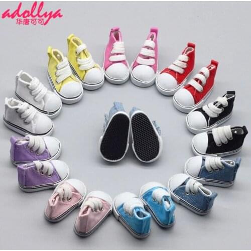 Adollya 5cm 1/6 BJD Doll Shoes Handmade Shoes For Dolls Mini Canvas Shoelace Doll Accessories Toys For Children BJD Accessories