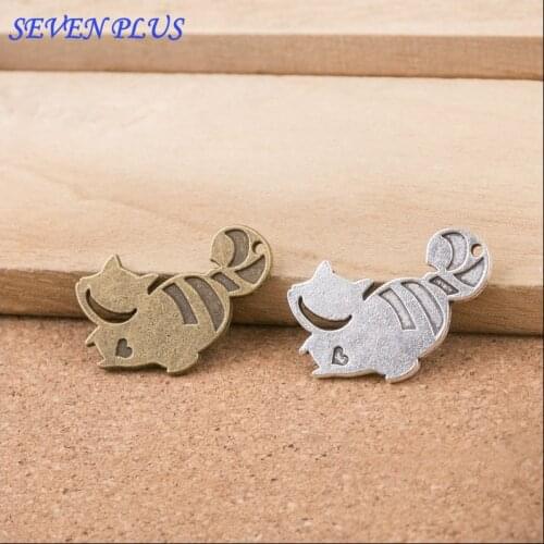 High Quality 20 Pieces/Lot 19mm*29mm Alloy Material Palm Civet Charm Small Metal Cat Animal Charms For Jewelry Making