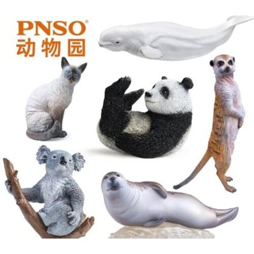 PNSO Seal Siamese Cat Mongoose Panda Koala Beluga Whale Animal Figure Desktop Decoration Collector Toy Gift