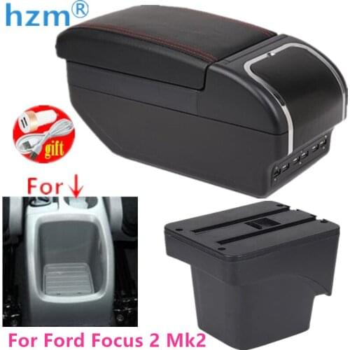 Car Armrest Box For Ford Focus 2 Mk2 2005-2011 Rotatable Center Centre Console Storage Box with Ashtray Cup holder Retractable