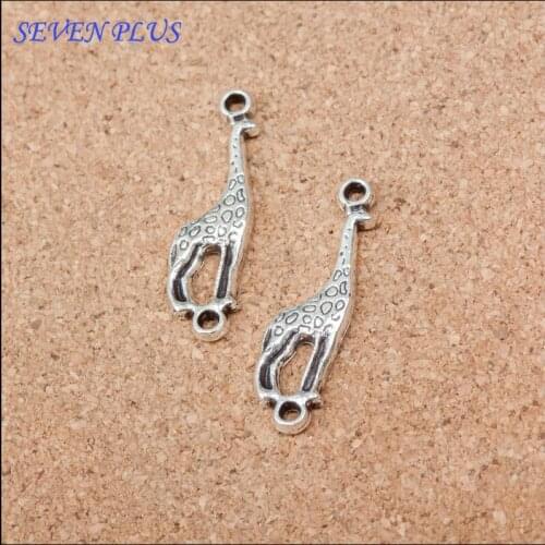 High Quality 10 Pieces/Lot 8mm*30mm Antique Silver Plated Giraffe Charms Alloy Charm