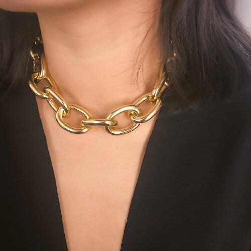 Simple personality gold metal chain necklace exaggerated matte punk short necklace silver jewelry 2020 womens jewelry