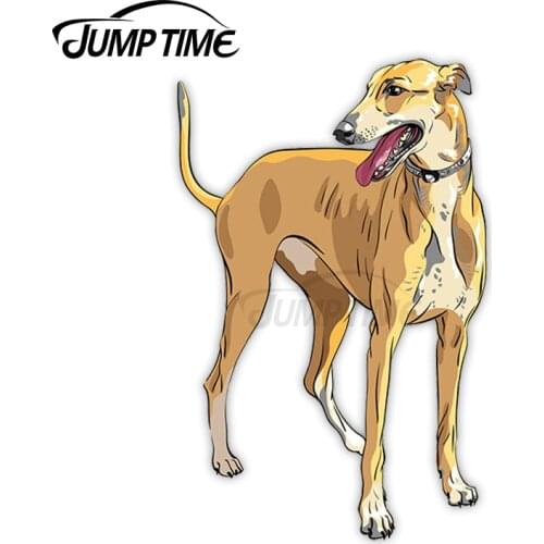 Jump Time for Cute Greyhound Vinyl Stickers Dog Puppy Whippet Sticker Laptop Waterproof Car Styling Accessories