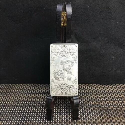 Antique Miscellaneous Open Light antique copper silver-plated 12 Zodiac "rat" seedling silver brand waist brand Zodiac brand