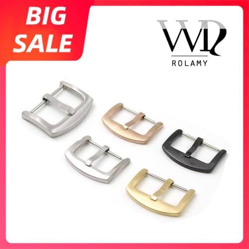 Rolamy 18 20 22 24mm New Top Quality 316L Stainless Steel Brushed Matt 3mm Tang Tongue Pin Buckle For Rolex Omega Watch Strap