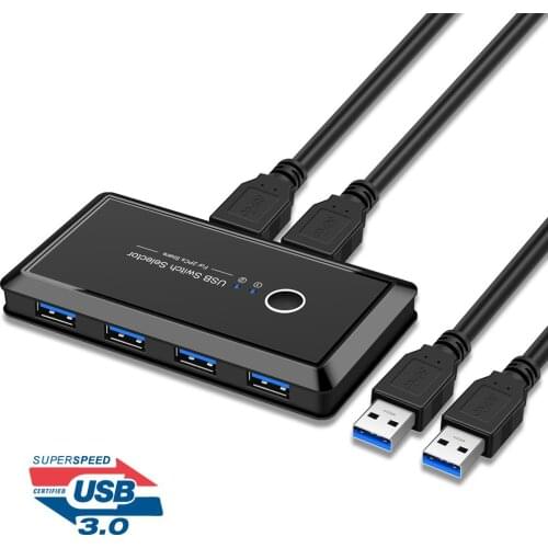 USB 3.0 Switch Selector 2 Computer Sharing 4 Devices for Keyboard Mouse Printer