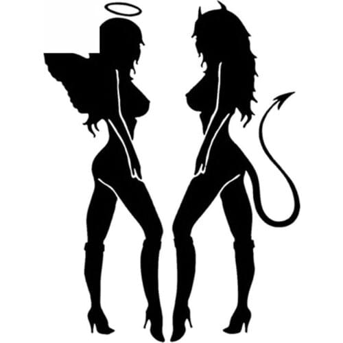 SZWL Car Sticker ANGEL DEVIL Sexy Girl Personality Decal Styling Waterproof Sunscreen Decoration Auto Accessories PVC,14cm*10cm
