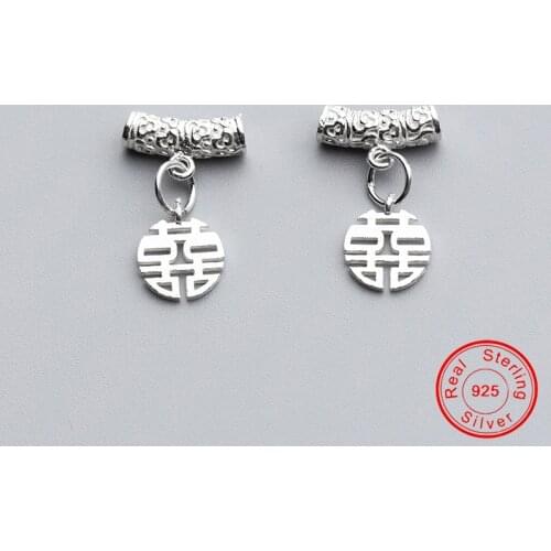 UQBing 925 Sterling Silver Chinese Word Dangle Charms DIY Jewelry Making Findings Accessories
