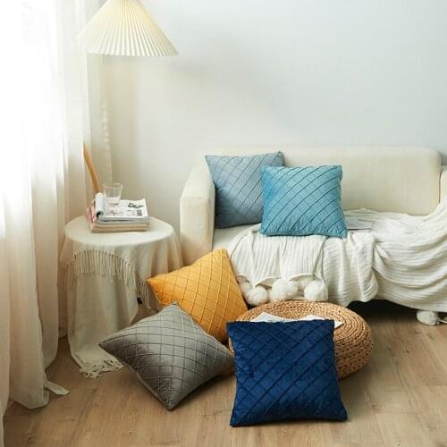 Embroidered Diamond Pillowcases Home Sofa Grid Cushion Case Plaid Pattern Elegant Cushion Covers Bedroom Sofa Decorations