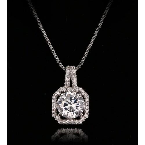 Emmaya Hot Sale Trendy Link Chain Square Pendant Necklace Fashion Design Jewelry Zircon Necklaces For Women Gift