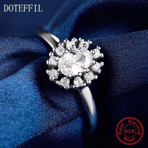 Woman 100% Sterling Silver Flower Rings Fashion Charm AAA Zircon Florid Rings Woman Jewelry