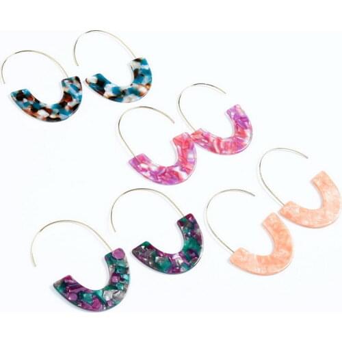 ZWPON 2020 New Geometric U Shape Acrylic Earrings for Women Fashion Large Earrings Jewelry Wholesale