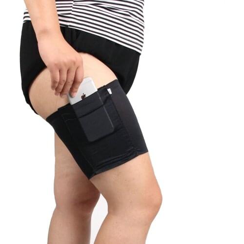 1 single-selling mobile phone socks non-slip thigh anti-friction mobile phone bag ladies black card pocket sport free shipping