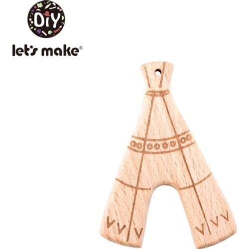 Lets Make Beech Straw Wooden Baby Teether 5pcs For Newborn Baby Teether Wood Toys