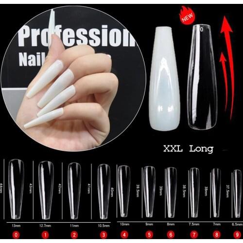 500 Pcs/Bag XXL Extra Long Tapered Coffin False Nail Tips Full Cover Professional Fake Nails Tip Press On Salon Manicure Tools