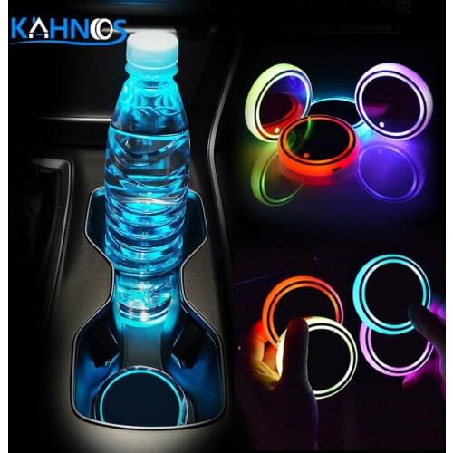 Car Interior Accessories LED Cup Holder Support Rubber Panel Mat LED Coaster Bottle Holder Anti-slip Car Coaster Mat Decoration