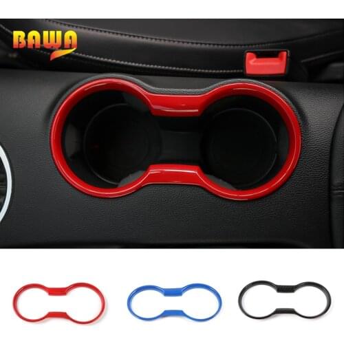 BAWA Front Water Cup Holder Trim Decoration Cover Trim Frame Car Interior Accessories For Ford Mustang 2015 Up Car Styling