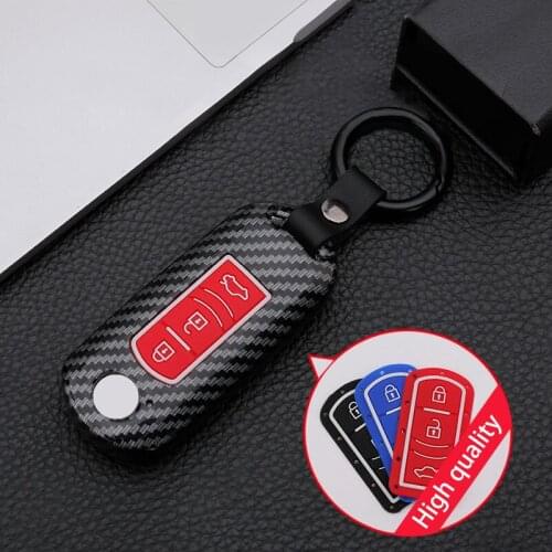 Carbon fiber ABS Car Smart Key Case Cover Fob For Mazda 2 3 6 Axela Atenza CX3 CX30 CX-5 CX5 CX7 CX9 Keychain