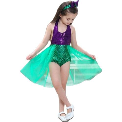 Little Mermaid Girls Swimming Dress Princess Cosplay Costume Baby Child The Fantasia Ariel Mermaid Tail Dress Kids