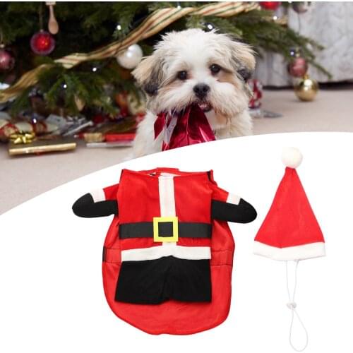 For Halloween Christmas Pet Costume Dress Removable Red Stand Up Funny Dog Clothes Polyester Warm With Cap Cosplay Supplies