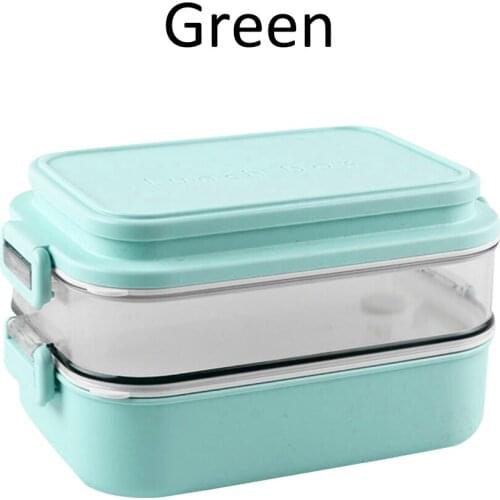 Dual Bento Box for Adults Kids Modern Cute Stackable Lunch Box Meet All On-The-go Needs for Salad Lunch Container Snack Box
